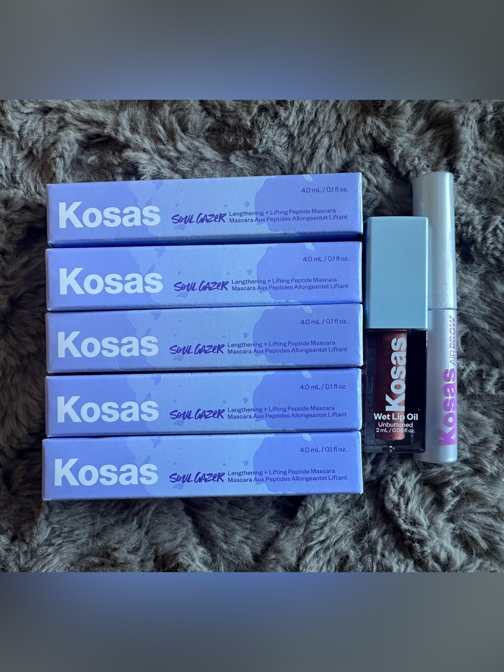 5 x Kosas Soul Gazer Mascara, with Wet Lip Oil and Air Brow Eyebrow Gé